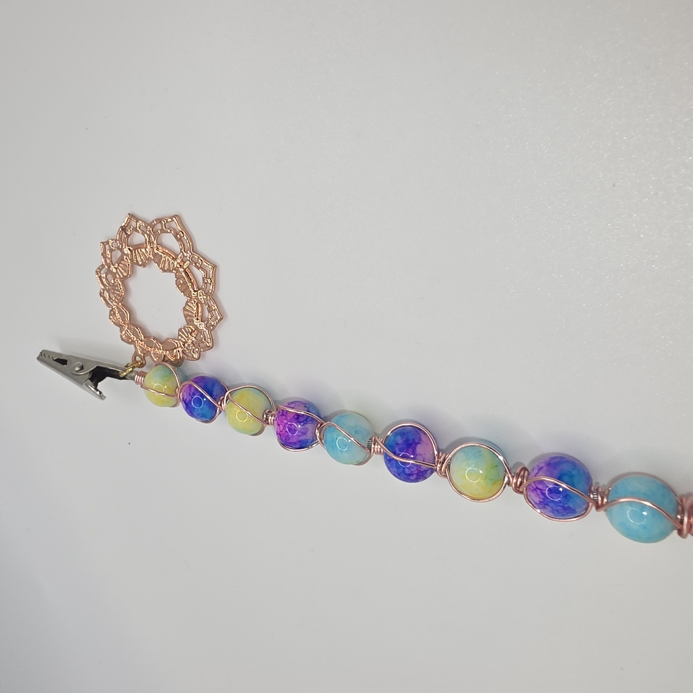 Gold and Multicolor Beaded Roach Clip